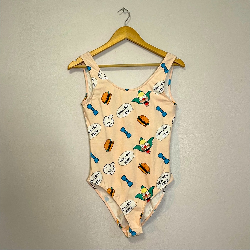 The Simpsons One Piece Bodysuit Swimwear Krusty The Clown Pink